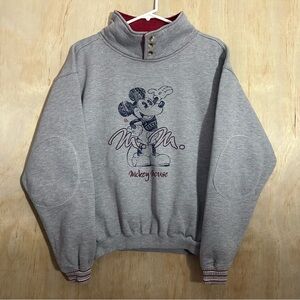 VTG Y2K Disney Mickey Mouse Turtle Neck Sweatshirt Pullover 90s Sketch MEDIUM